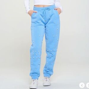 NWT OTOS pearl-beaded activewear joggers